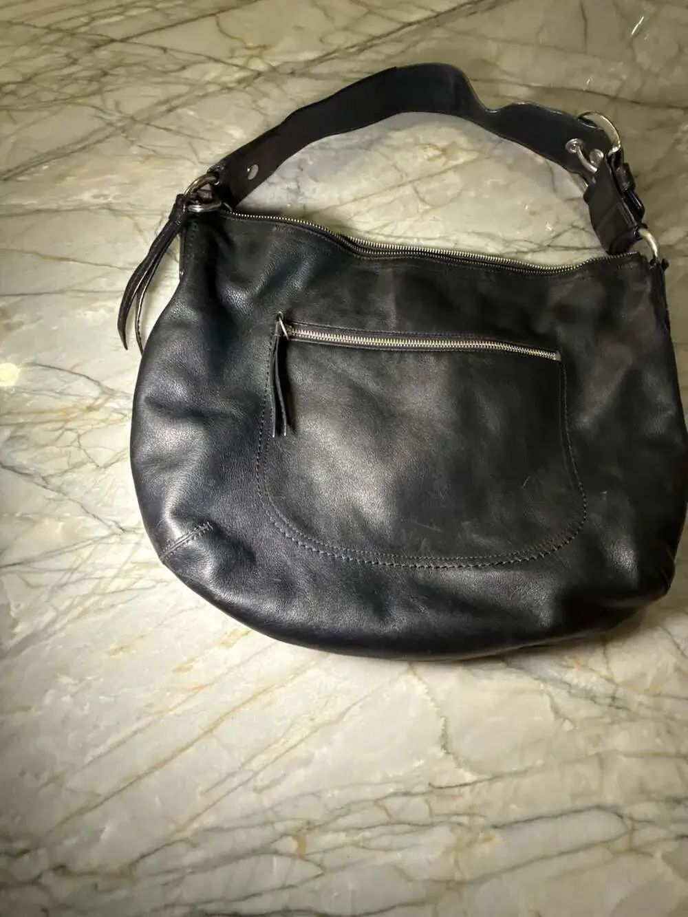 COACH SOHO F13108 Vintage Black Soft Leather Bag Large Hobo Shoulder Handbag